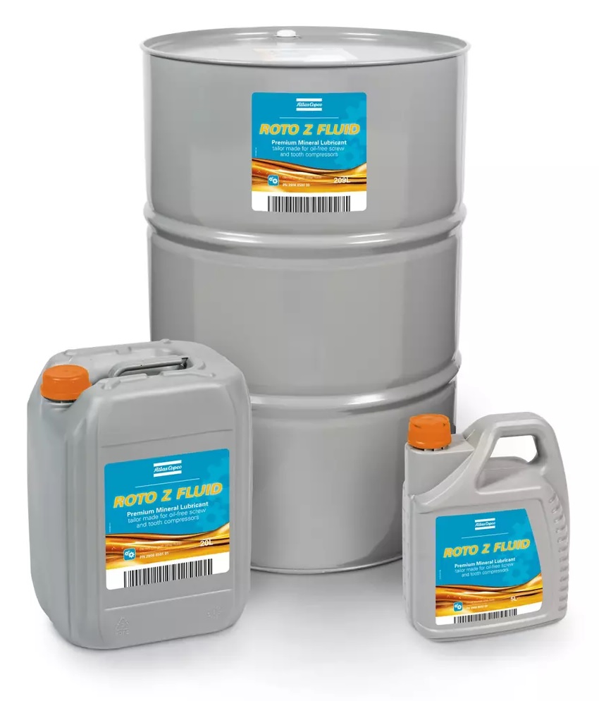 Huile Roto Z Fluid pour répondre aux exigences spécifiques des compresseurs Z d'Atlas Copco.