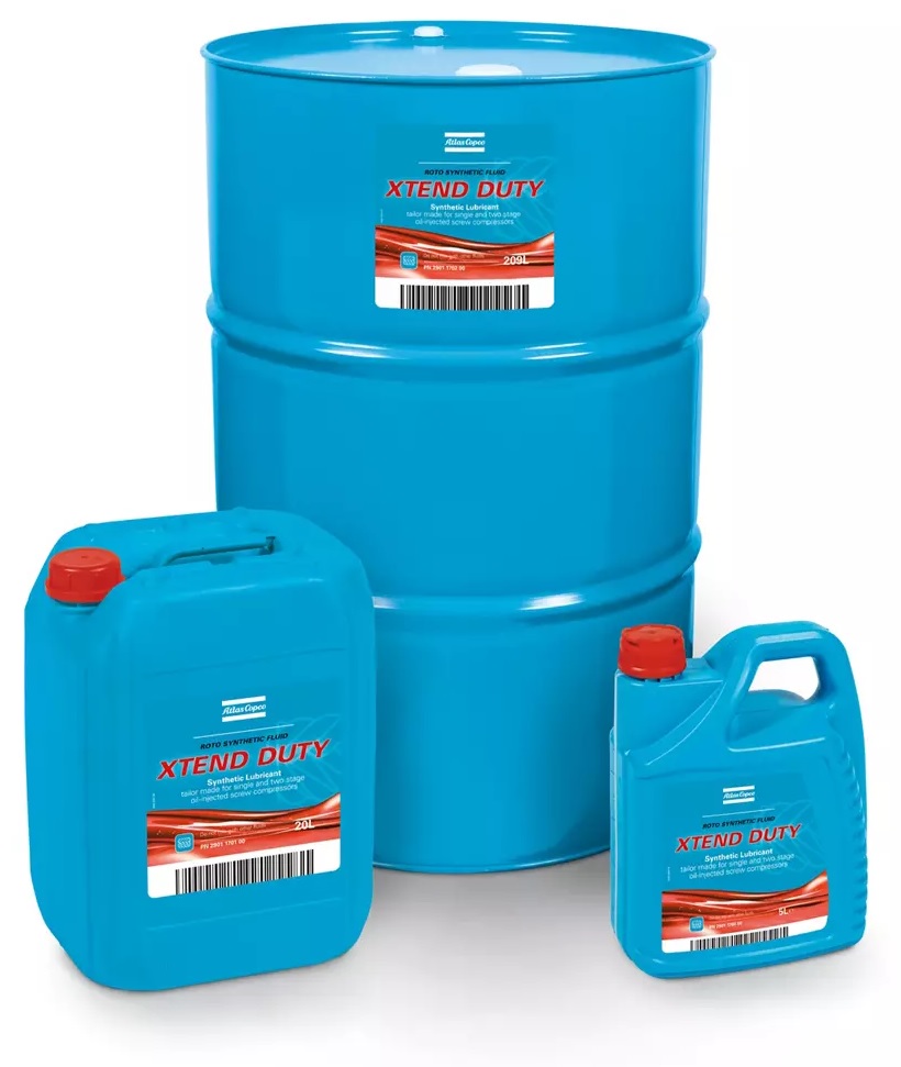 Huile Roto Synthetic Fluid Xtend Duty pour 8000Hrs ou 2 ans à utiliser sur les compresseurs Atlas Copco.